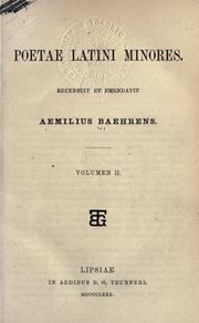 Cover of: Poetae latini minores.: Recensuit et emendavit Aemilius Baehrens.