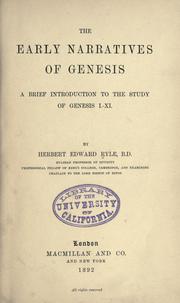 Cover of: The early narratives of Genesis: a brief introduction to the study of Genesis I-XI.