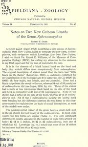 Cover of: Notes on two New Guinean lizards of the genus Sphenomorphus.