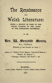 Cover of: The Renaissance and Welsh literature by William Meredith Morris