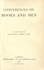 Cover of: Conferences on books and men by H. C. Beeching