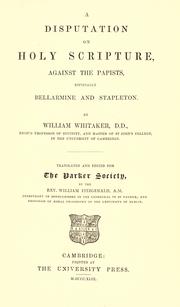Cover of: A disputation on Holy Scripture: against the Papists, especially Bellarmine and Stapleton