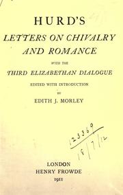 Cover of: Hurd's Letters on chivalry and romance: with the third Elizabethan dialogue
