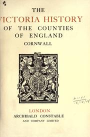 Cover of: The Victoria history of the county of Cornwall
