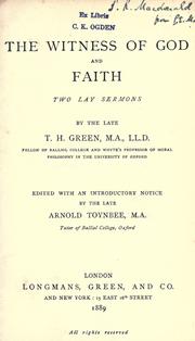 Cover of: The witness of God and faith: two lay sermons