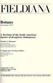 Cover of: A revision of the South American species of Brunfelsia (Solanaceae)
