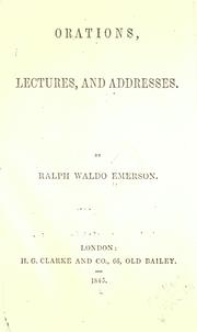Cover of: Orations, lectures, and addresses.