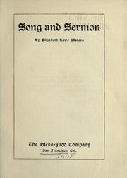 Cover of: Song and sermon. by Elizabeth Lowe Watson