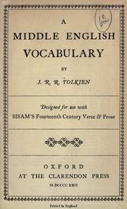 Cover of: A middle English vocabulary.: Designed for use with Sisam's Fourteenth century verse and prose.