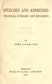 Speeches and addresses by Charlton, John