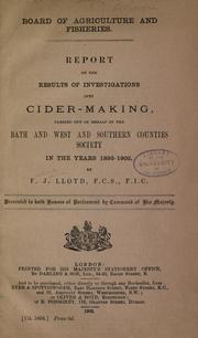 Cover of: Report on the results of investigations into cidermaking by Great Britain. Ministry of Agriculture and Fisheries.