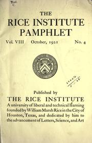 Cover of: Problems of organic adaptation: a course of three lectures delivered at the Rice Institute, March 8, 9, and 10, 1921.