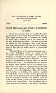 Cover of: Insect-musicians and cricket champions of China