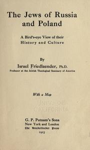 Cover of: The Jews of Russia and Poland by Israel Friedlaender
