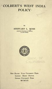 Cover of: Colbert's West India policy by Stewart Lea Mims