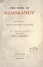 Cover of: The Work of Rembrandt