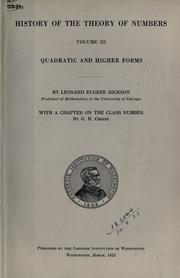 Cover of: History of the theory of numbers. by Leonard E. Dickson