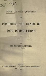 Cover of: Note on the question of prohibiting the export of food during famine.
