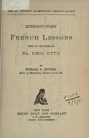 Cover of: Introductory French lessons: based on the works of Emil Otto.