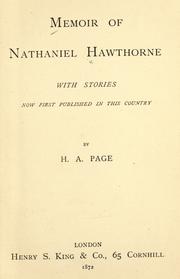 Cover of: Memoir of Nathaniel Hawthorne with stories