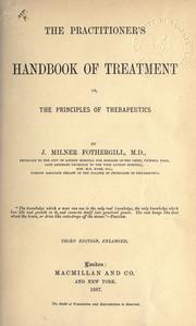 Cover of: practitioner's handbook of treatment: or, The principles of therapeutics.