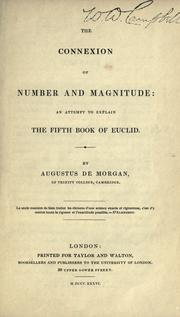 Cover of: The connexion of number and magnitude by Augustus De Morgan