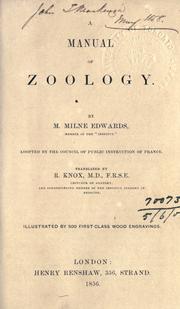 Cover of: A manual of zoology