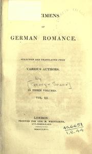 Cover of: Specimens of German romance: selected and translated from various authors