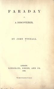 Cover of: Faraday as a discoverer by John Tyndall