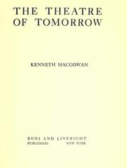 Cover of: The theatre of tomorrow