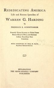 Cover of: Rededicating America by Harding, Warren G.