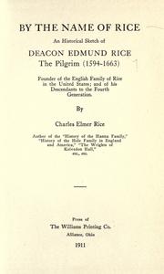 Cover of: By the name of Rice by Charles Elmer Rice