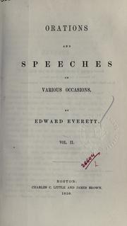 Cover of: Orations and speeches on various occasions. by Edward Everett