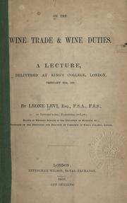 Cover of: On the wine trade & wine duties by Leone Levi