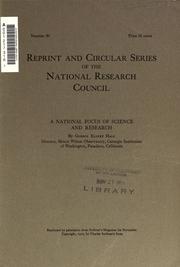 Cover of: A national focus of science and research