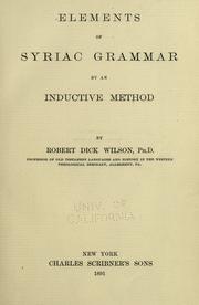 Cover of: Elements of Syriac grammar by an inductive method by Robert Dick Wilson