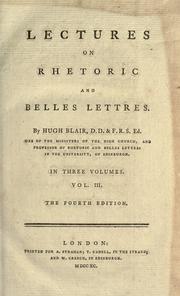 Cover of: Lectures on rhetoric and belles lettres by Hugh Blair