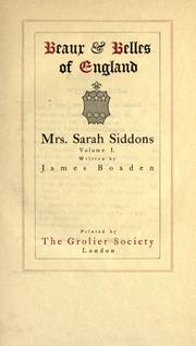 Cover of: Mrs. Sarah Siddons