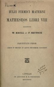 Cover of: Matheseos libri VIII by Julius Firmicus Maternus