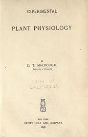 Cover of: Experimental plant physiology
