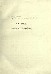 Cover of: Tables of the motion of the moon