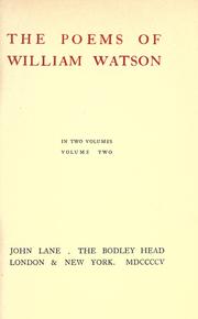 Cover of: poems of William Watson.