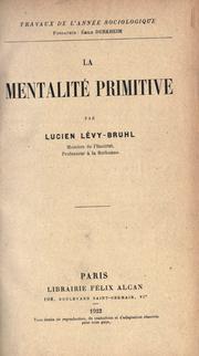 Cover of: La Mentalite primitive
