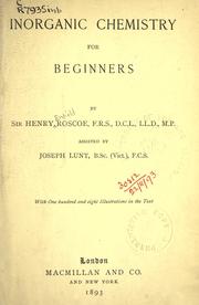 Cover of: Inorganic chemistry for beginners