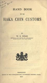 Cover of: Hand book on the Haka Chin customs