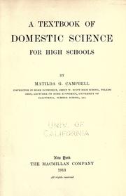 Cover of: A textbook of domestic science for high schools by Matilda G. Campbell