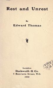 Cover of: Rest and unrest by Edward Thomas