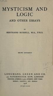 Cover of: Mysticism and logic and other essays. by Bertrand Russell
