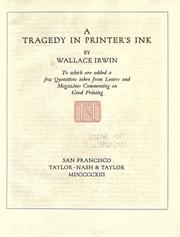 Cover of: A tragedy in printer's ink
