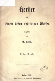 Cover of: Herder nach seinem Leben und seinen Werken.